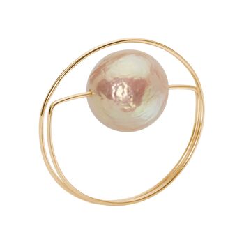 Bague enveloppante circulaire avec options de perle baroque Ripley pêche ou de perle d'eau douce ronde 10