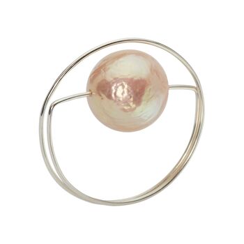 Bague enveloppante circulaire avec options de perle baroque Ripley pêche ou de perle d'eau douce ronde 14