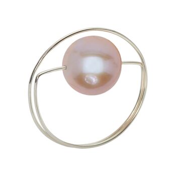 Bague enveloppante circulaire avec options de perle baroque Ripley pêche ou de perle d'eau douce ronde 9