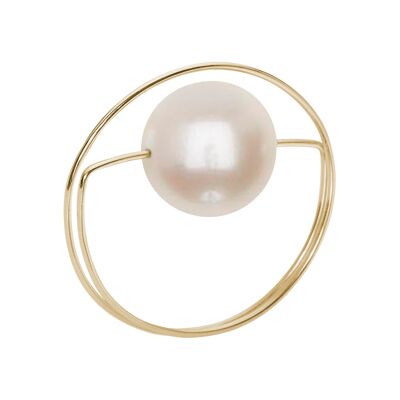 Anillo envolvente circular con opciones de perla barroca Ripley color melocotón o perla redonda de agua dulce