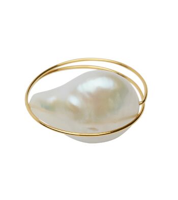 Bague Double Tour avec Perle Baroque Blanche 4