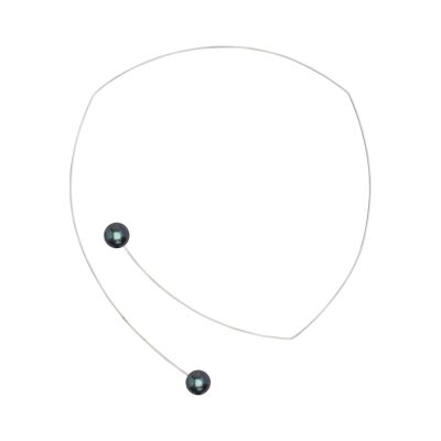 Square Asymmetric Neckwire with Round Freshwater Pearls  12mm