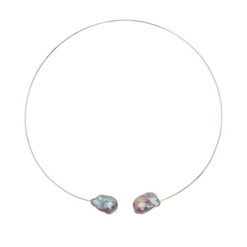 Round Neckwire with Grey Baroque Pearl