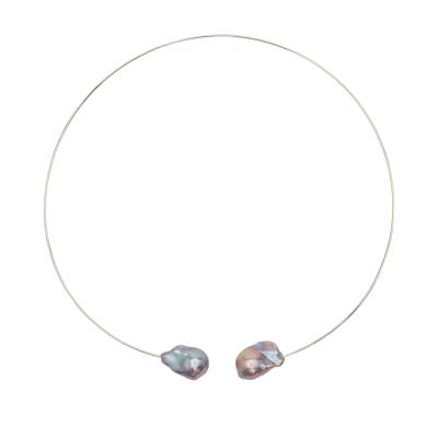 Round Neckwire with Grey Baroque Pearl