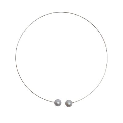 Round Neckwire with Grey Freshwater Pearl  10mm