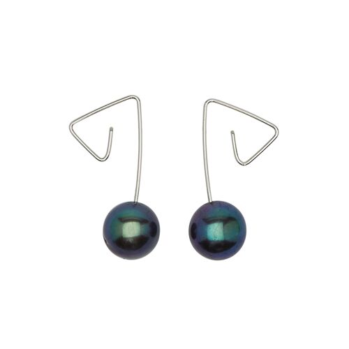 Short Drop Earrings with Round Fresh Water Pearl  5 or 6mm