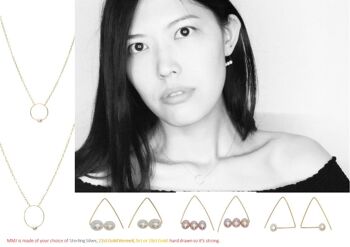 Petites Boucles d'Oreilles Pendantes Triangle avec Goutte de Perles d'Eau Douce Blanches 3