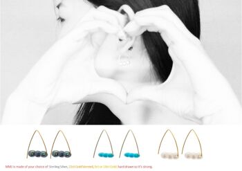 Petites Boucles d'Oreilles Pendantes Triangle avec Goutte de Perles d'Eau Douce Blanches 4