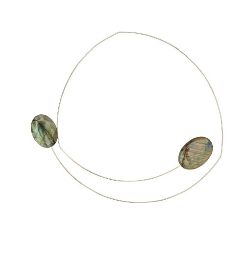 Square Asymmetric Neckwire with Labradorite