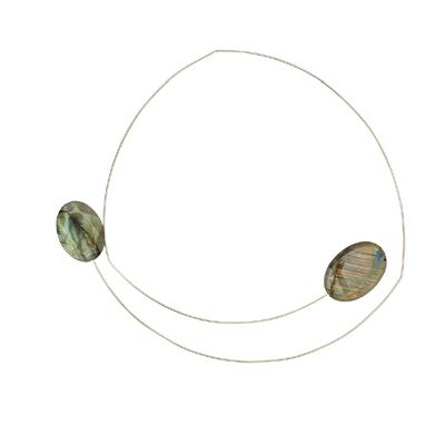 Square Asymmetric Neckwire with Labradorite