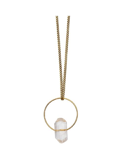 Circle Pendant Necklace with Rose Quartz