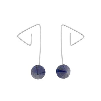 Boucles d'Oreilles Moyenne Triangle Twist avec Cône Facetté Lapis Lazuli 1