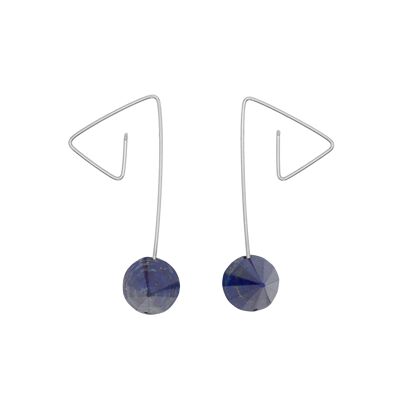 Medium Triangle Twist Earrings with Lapis Lazuli Faceted Cone