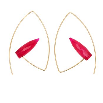 Boucles d'Oreilles Triangle Angle avec Balles de Pierres Précieuses 2