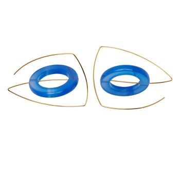 Boucles d'oreilles abstraites architecturales avec cercles en agate bleue solide 6