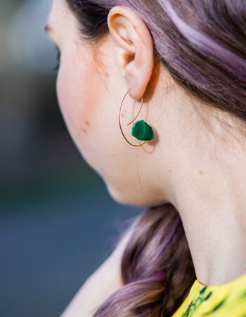 Boucles d'Oreilles Courbe Angle avec Malachite 1