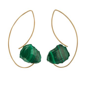 Boucles d'Oreilles Courbe Angle avec Malachite 5