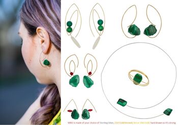 Boucles d'Oreilles Courbe Angle avec Malachite 3