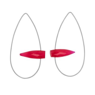 Spitze ovale Ohrringe mit Kugel-Edelsteinen