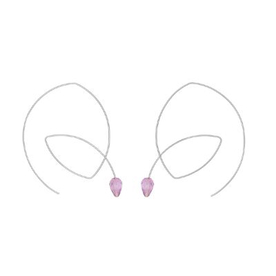 Large Angled Loop Earrings with Drop Gems