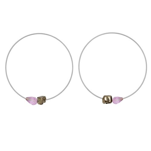 Medium Hoops with hand cut drop Gemstones