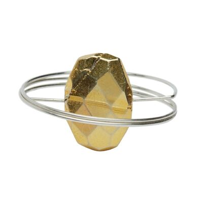 Bague enveloppante circulaire avec pyrite dorée