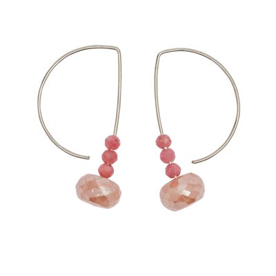 Boucles d'oreilles petite pierre de lune pêche rose nude