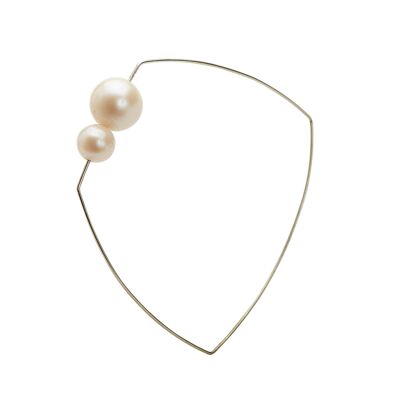 Asymmetric Square Bangle with 7mm & 9mm Round Freshwater Pearls