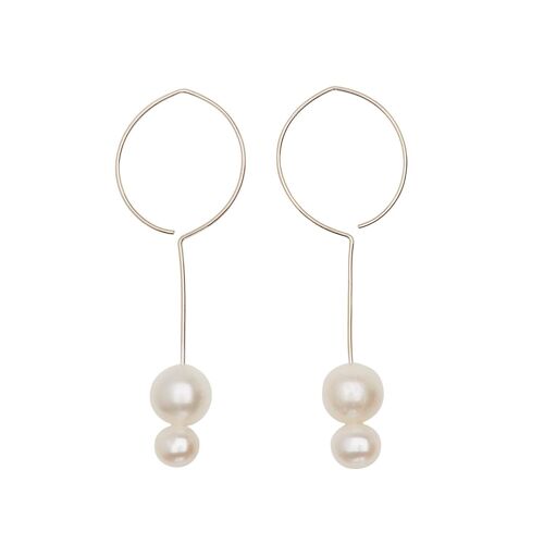 Long Round Drop Earrings with Round Freshwater Pearls