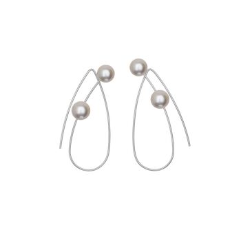 Boucles d'Oreilles Boucles Pointues avec Perles d'Eau Douce Rondes 9