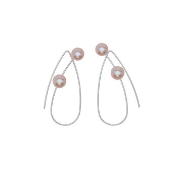 Boucles d'Oreilles Boucles Pointues avec Perles d'Eau Douce Rondes 11