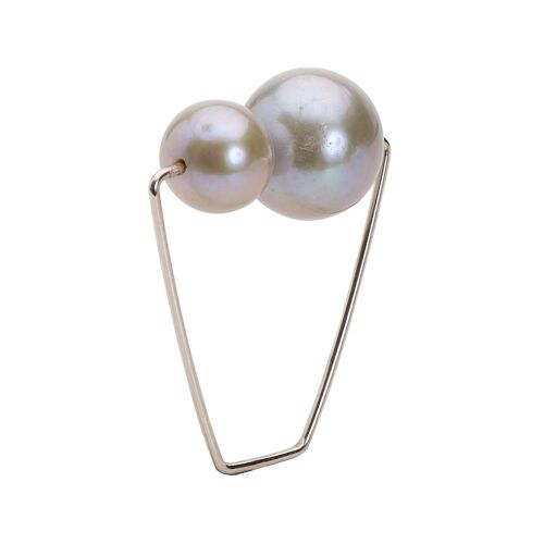 Square Ring with Grey Freshwater Pearls