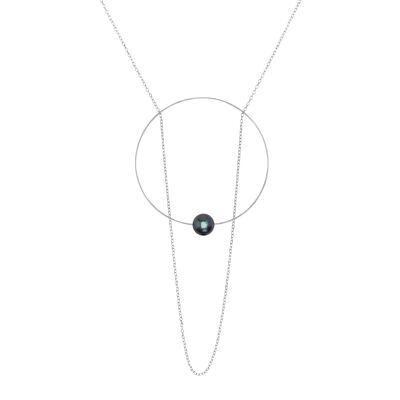 Statement Circle Pendant with Round Freshwater Pearl