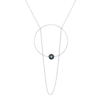 Pendentif cercle tendance avec perle d'eau douce ronde 1