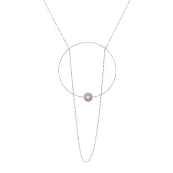 Pendentif cercle tendance avec perle d'eau douce ronde 12