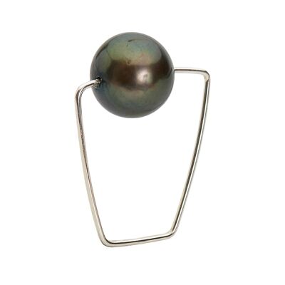 Square Ring with Large Peacock Freshwater Pearl