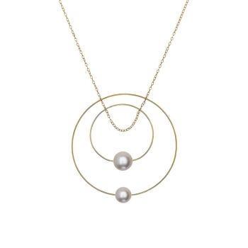 Collier pendentif double cercle avec perles d'eau douce rondes 9