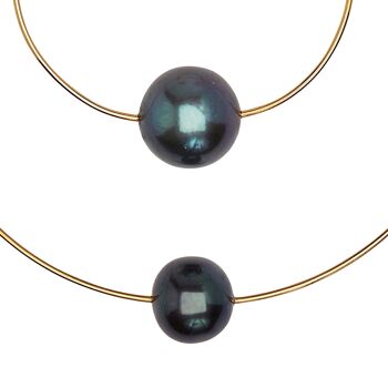 Collier pendentif double cercle avec perles d'eau douce rondes 7