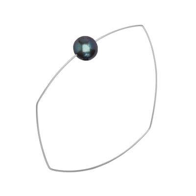 Brazalete cuadrado asimétrico con perla redonda de agua dulce de 9 mm