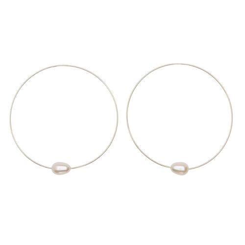 Medium Round Hoops with Oval Medium Round Hoops with Oval Freshwater Pearls