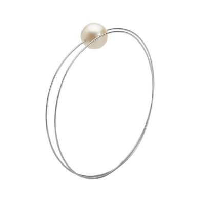 Brazalete circular cruzado con perla redonda de agua dulce de 12 mm