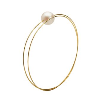 Bracelet jonc enveloppant circulaire avec perle d'eau douce ronde de 12 mm 10