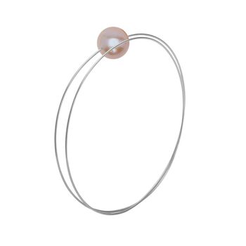 Bracelet jonc enveloppant circulaire avec perle d'eau douce ronde de 12 mm 15