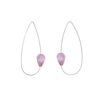 Boucles d'oreilles ovales pointues avec option pyrite d'argent ou gouttes de gemmes 7