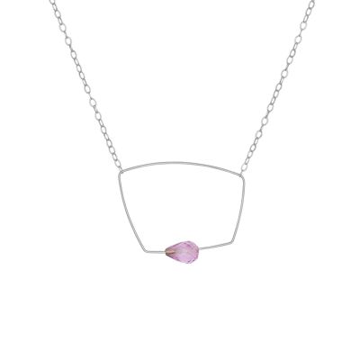 Asymmetric Square Pendant Necklace with hand cut Gemstones