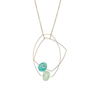 Collier pendentif multi-formes avec amazonite et calcédoine