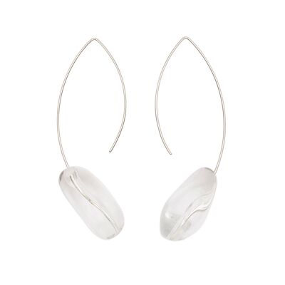 Boucles d'Oreilles Longues Courbe avec Cristal de Roche