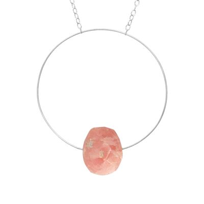 Collier pendentif cercle avec pierres précieuses taillées à la main