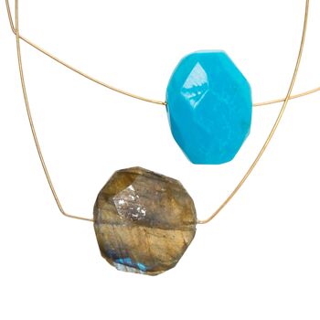 Collier pendentif multi-formes avec turquoise et labradorite 4