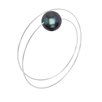 Circle Wrap Bangle with Large Round Freshwater Pearl